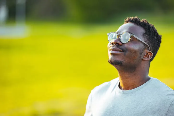 man relaxed smiling