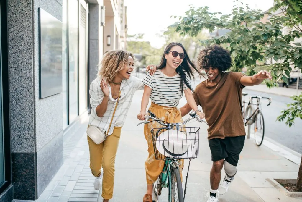 three happy women